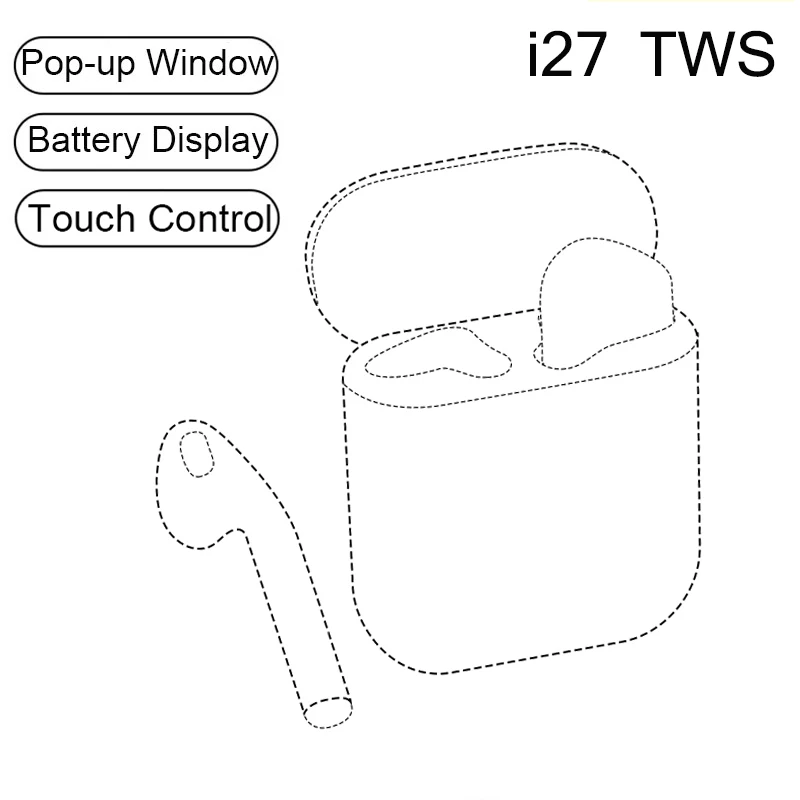 

i27 Tws 1:1 Bluetooth Earphones Mini Wireless Earbuds Handsfree Earphone Cordless Headset with Charging Box For iPhone pk i7s