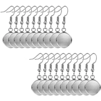 

40 Pack Cabochon Setting Stainless Steel Dangle Round Trays Base for DIY Craft, Jewelry Making Supplies