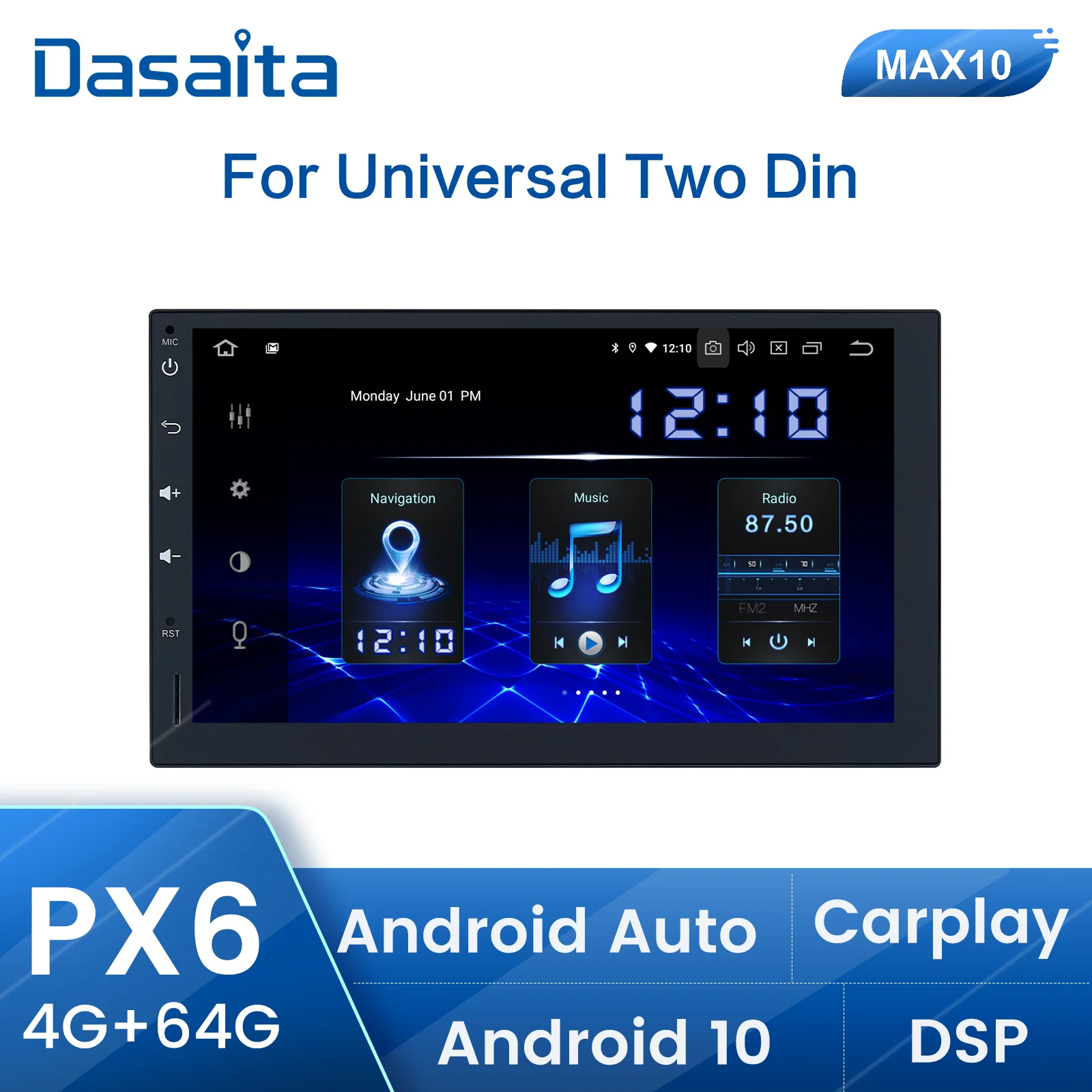 Автомобильный мультимедийный плеер Dasaita универсальная стерео-система на android 10 с