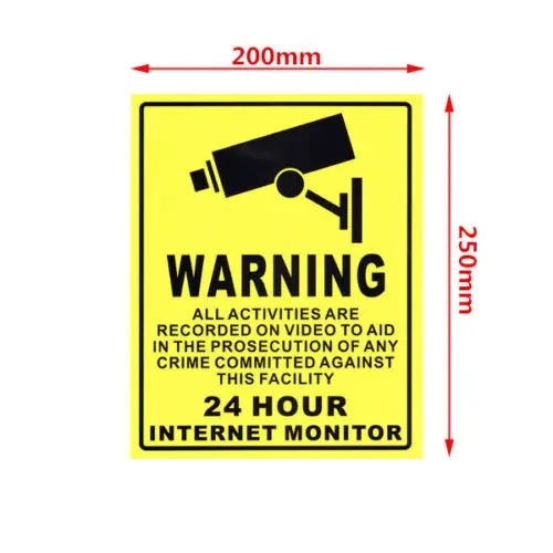 

20X25cm Surveillance Security CCTV Camera Webcam Warning Sign Sticker Decal Paper Sticky