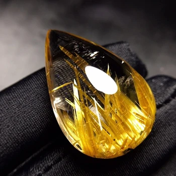 

Certificate Natural Gold Rutilated Quartz Wealthy Pendant 31.8*21.2*12.6mm Water Drop Crystal Fashion Necklace Jewelry AAAAAA