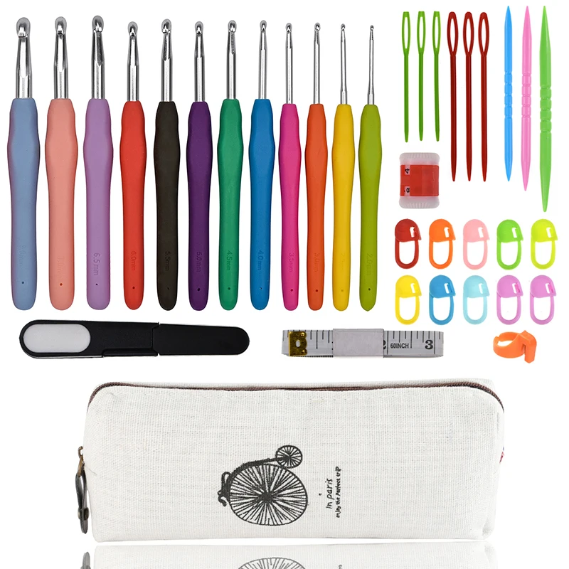 35 Pcs Set Crochet Hook Set With Yarn Knitting Needles Sewing Tools Set Knit Scissors Stitch Holder Hook For Knitting Fashion