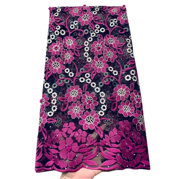 

beaded lace fabric African lace farbic high quality lace 2020 nigerian laces fabrics with beads and stones