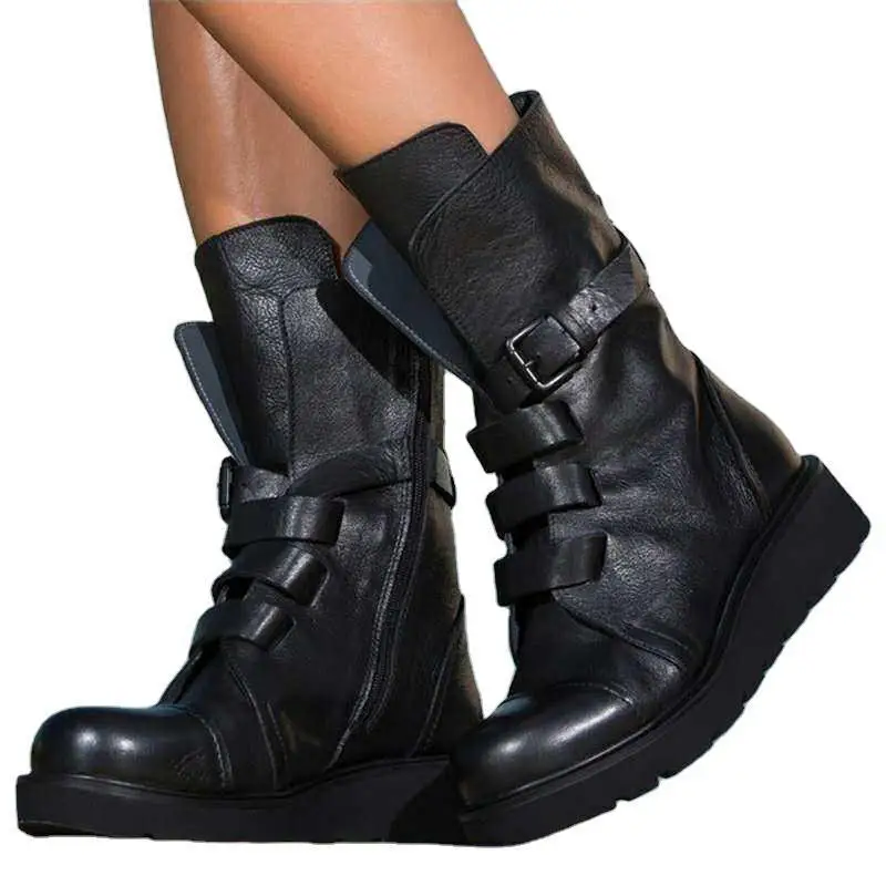 A192020New autumn and winter women's boots European and American style retro zipper boots black Martin boots women.