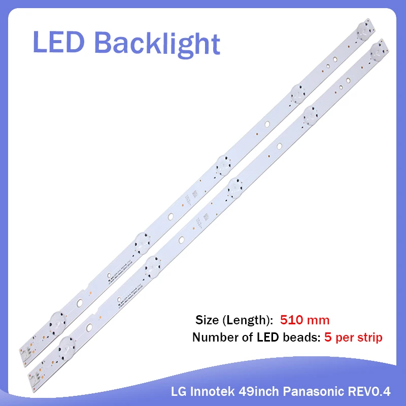 8pcs LED backlight strip 5leds for LG Innotek 49inch Panasonic REV0.4 TX-49DS500B TX-49DS500E TZLP151KHAB6 TZLP151KHAB1