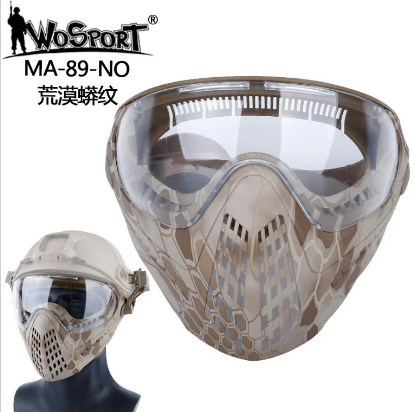 MA-89-NO Wosport masqu Airsoft lentes tacticos militar hombre для пейнтбола, для улицы, тактические мужские армейские маски для всего лица с очками MA-89 - Цвет: MA-89-NO