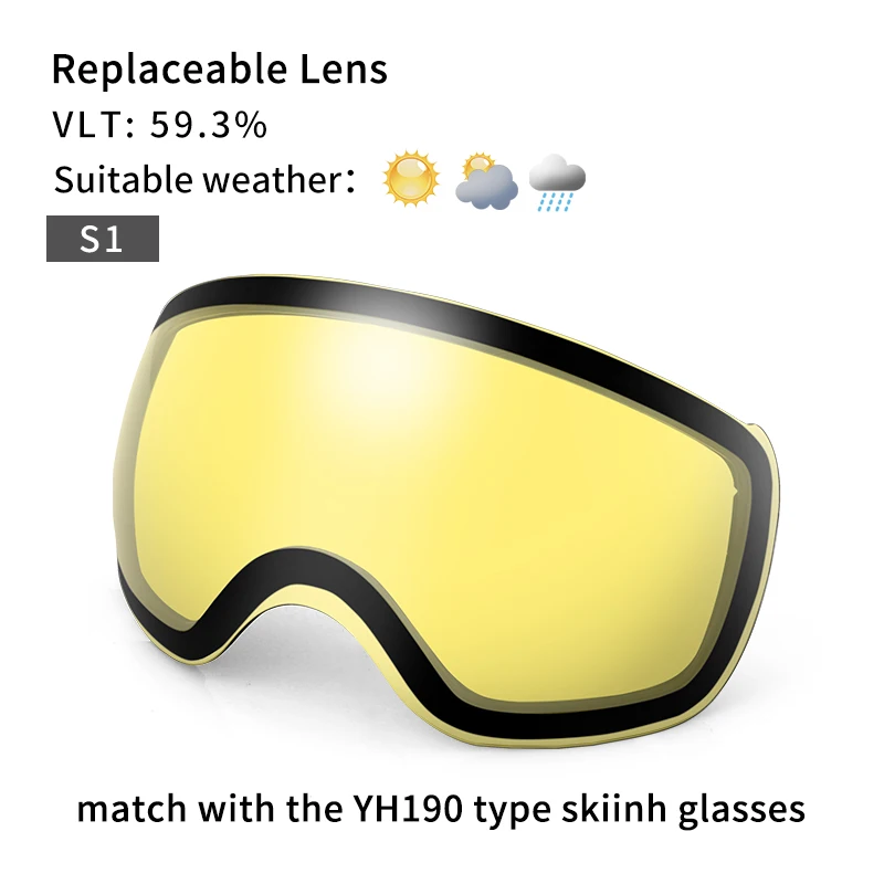 replaceable lens Kutake, анти-туман, лыжные очки, двойной слой, сноуборд, снегоход, очки, Лыжный спорт, защита для мужчин, женщин, снег, векторные зимние лыжные очки - Цвет: replaceable lens