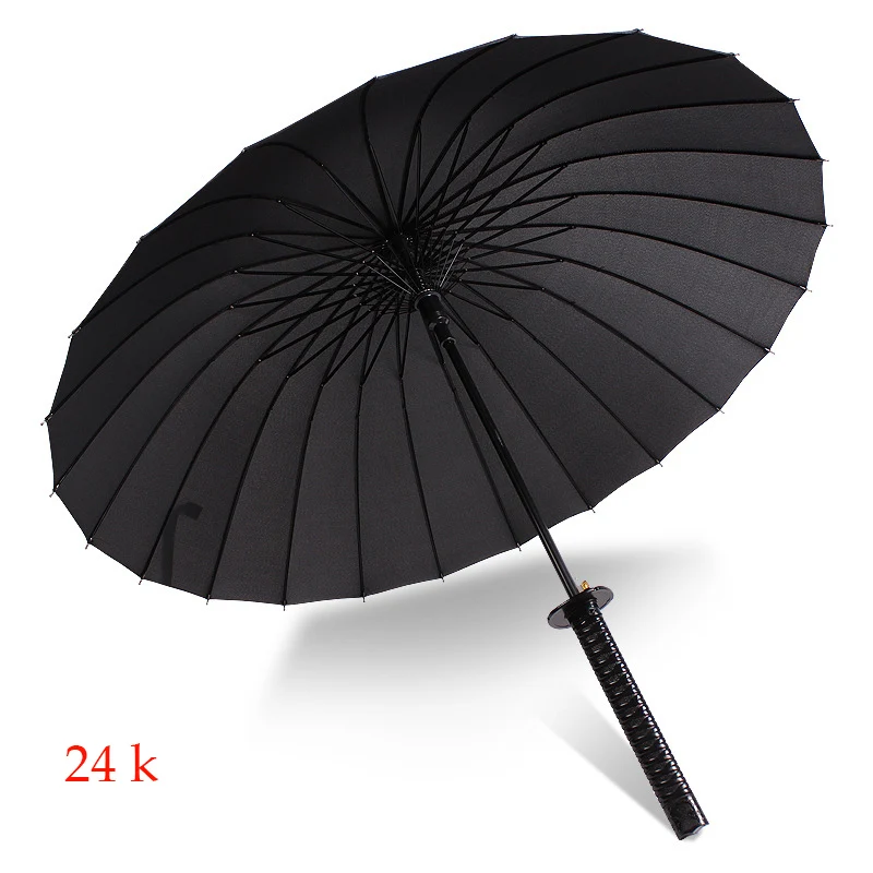 24K GQIYIBBEI Stylish 6 models Black Samurai Ninja Sword Long-handle Rain Gear Umbrellas Semi-automatic Open Close 8, 16 or 24 Ribs - Цвет: 24K