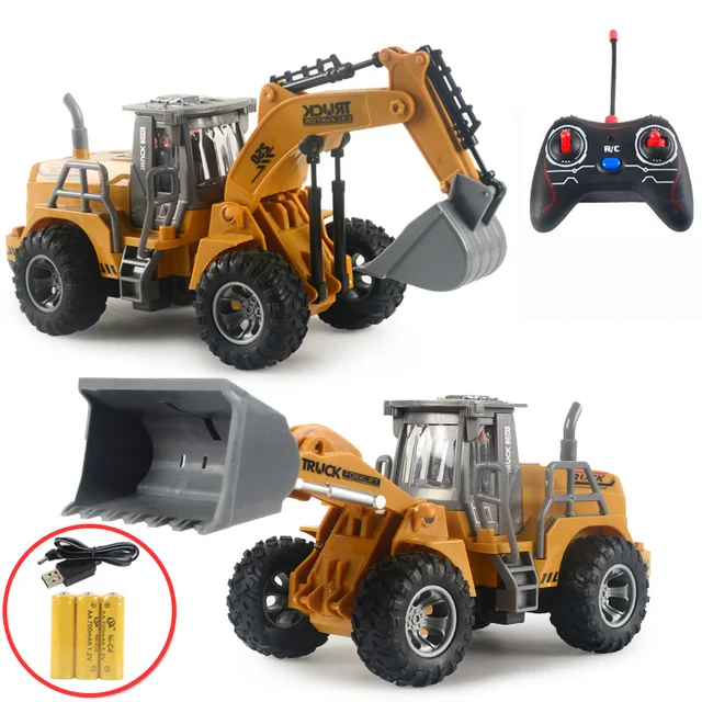 RC Trucks Mini Remote Control Bulldozer 1:32 Plastic Engineering Car Dump Truck Crane Excavator Model Electric Vehicle Toys Gift 1