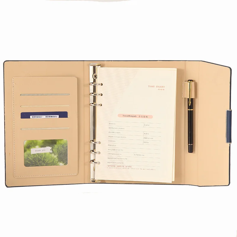 Fashionable Business Loose-leaf Notebook A5 Buckle Face Creative Conference Notepad Free LOGO Customization