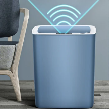 

Automatic Sensor Dustbin Smart Sensor Trash Can Induction Waste Bin Eco-Friendly Dustbin Household Trash Bin 14L-Blue