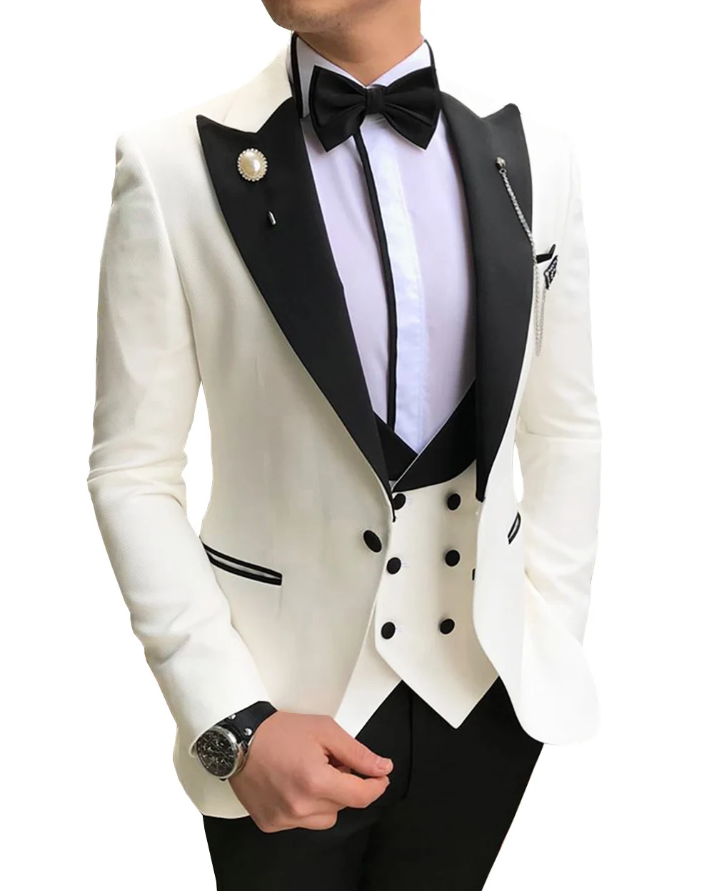 SOLOVEDRESS, мужской костюм, 3 предмета, белый, зубчатый, с v-образным вырезом, для отдыха, смокинги для женихов, для мужчин, Свадебный костюм, Homme(пиджак+ брюки+ жилет