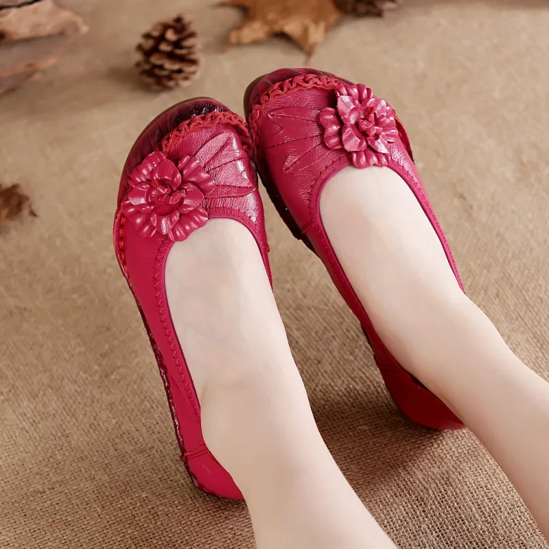 Leather Shoes Women Genuine Comfort Flats Mom Casual Summer Fashion Oxford women oxford shoes