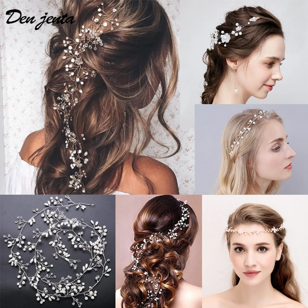 

Fashion Wedding Pearl Handband Bridal Crystal Barrette with Pearl Women Handmade Hair Jewelry Wedding Hair Decoration Hairpins