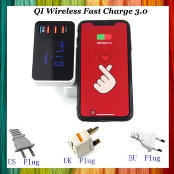 

2020 QI Wireless Fast Charge 3.0 Smart USB C Type Charger with LED Display For Phone Tablet USB Charger Adapte