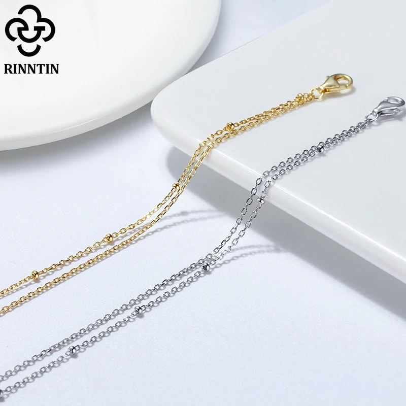 Rinntin 925 Sterling Silver Cuban Chain Anklets for Women Fashion Adjustable 14K Gold Foot Bracelet Ankle Straps Jewelry SA11 anklet bracelets silver anklets ankle chain