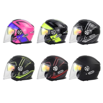

Fashion Motorcycle Helmet Dual Lens Motorcross Racing Crash Moto Helmet Sctooer Riding Motornike Biker 3/4 Open face He