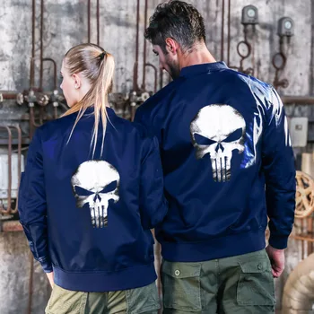 

8XL plus size men and women jacket spring and autumn new stand-up collar skull print flight jacket outdoor casual sports coat