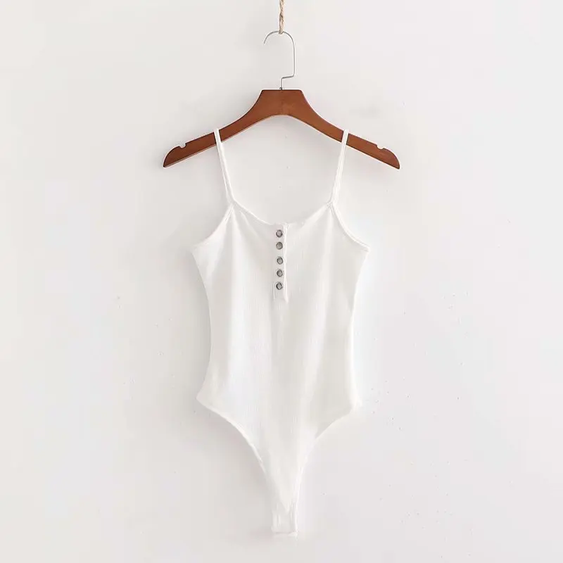 Candy-color Rib Knit Bodysuit Women Spaghetti Strap Sexy Tops Summer Playsuit Body mujer XDWM2957