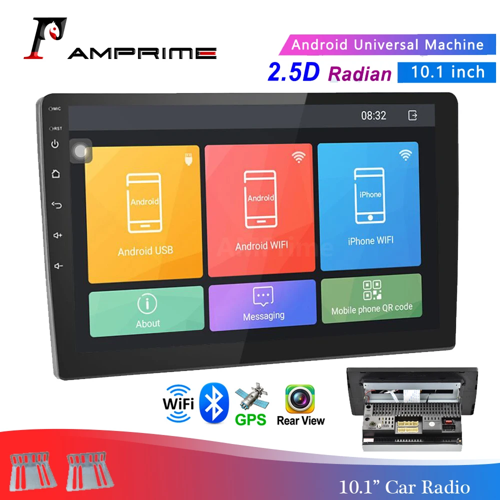 

AMPrime Android 10.1" Car Multimedia Player 2 din GPS Car Stereo Radio Bluetooth WIFI Audio Mirrorlink USB MP4 With Rear Camera