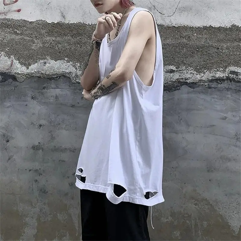 Camiseta de fondo para hombre, chaleco con agujeros, de gótica, ropa alternativa de gran verano 2021 - AliExpress