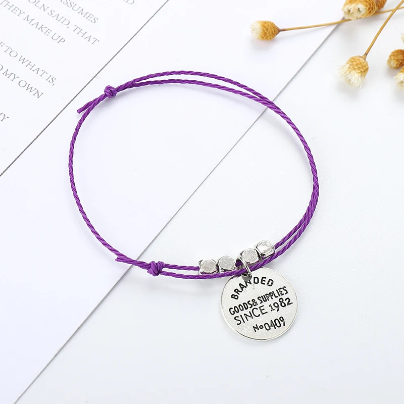 Многоцветный винтажный браслет с дисковыми буквами и бусинами для женщин мужчин