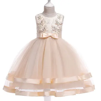 

D0095 Tutu Embroidery Princess Baby Girl Dress 2020 Spring Party Wedding Easter Day Kid Dress For Girl Wholesale Child Clothes