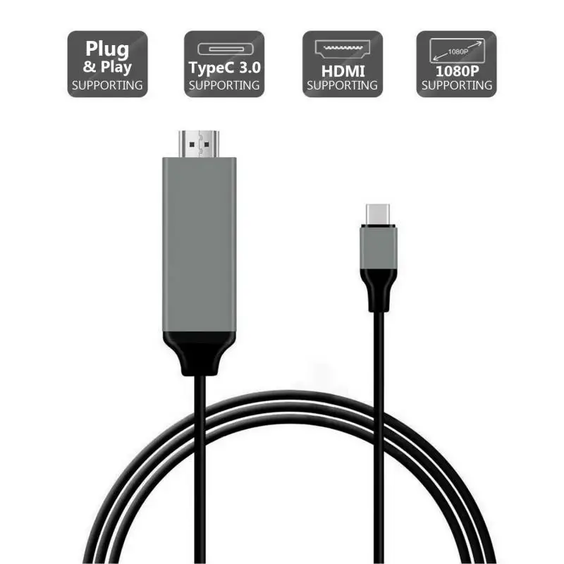 USB C To HDMI-compatible 2m Cable Adapter Converter Ultra HD 1080P 4k Charging HDTV Video For Samsung Galaxy S9/S8/Note 9 | Электроника