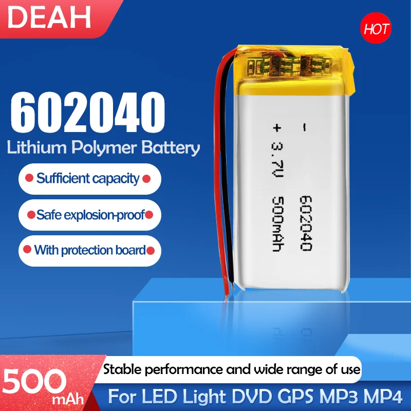 Литий ионная/литий ионная аккумуляторная батарея 500 мАч 3 7 в 602040 для mp3 mp4 GPS