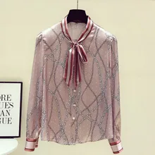 

Spring Autumn Women's Elegant Bowtie Long Sleeves Blouses Shirt C303