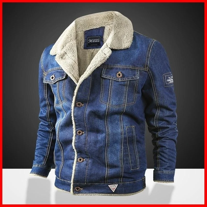 ZOGAA Winter Thicken Men Denim Jacket Cowboy Warm Casual Cotton Fleece Coats Fashion Denim Jacket Turn-down Jean Jacket Outwear