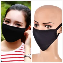 1 шт., унисекс, зимняя теплая утолщенная маска для рта на половину лица, хлопок, рисунок с героями мультфильмов, Анти-пыль, антибактериальный респиратор, классический черный