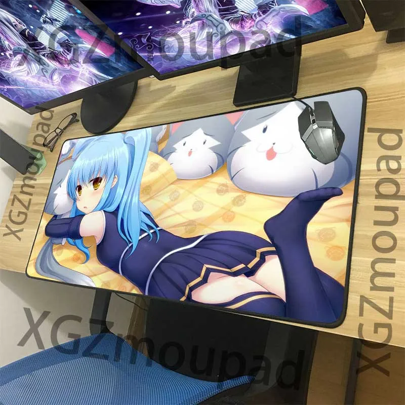 

XGZ anime mouse pad cat pillow lovely loli Mouse Pad Black lock edge office computer desk pad rubber antiskid custom coaster