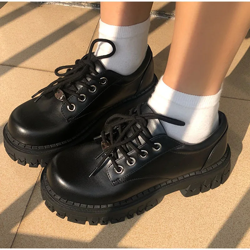 Leather Mary Janes Lace Black Shoe Mary Janes Platforms Flats Shoes