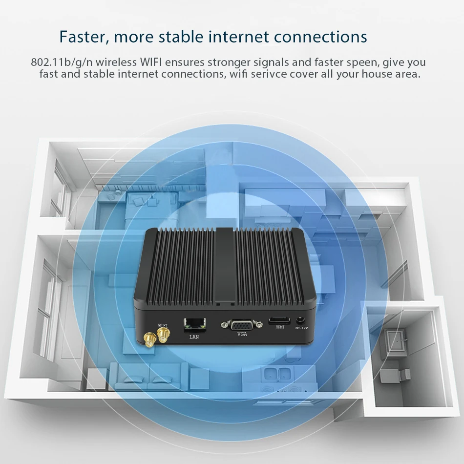 XCY Fanless Mini PC Intel Celeron J1900 Windows 10 7 Linux Thin Client Minipc Pfsense Micro Lan Port Tv Desktop Computer NUC