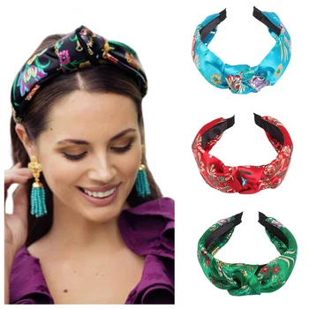 

Retro Embroidery Headband for Women Hair Accessories Chinese Style Knot Wide Stain Hairbands Female Headwear Christmas Gifts