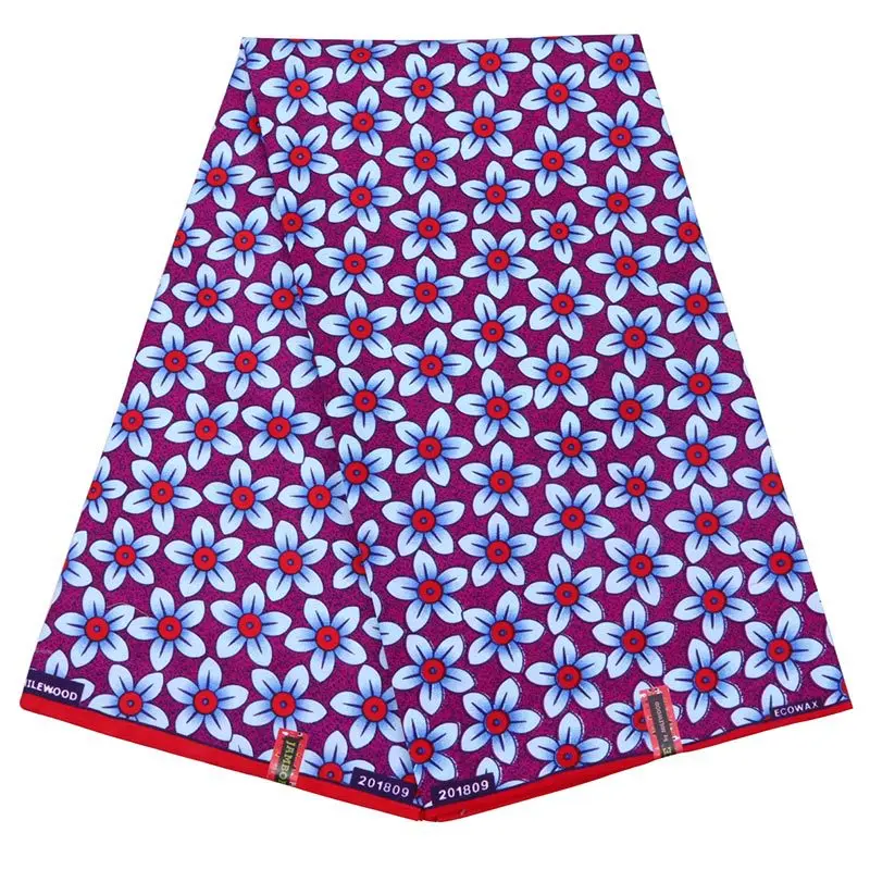 

New Wax Fabric African Flowers Print Veritable Real Dutch Wax Fuchsia Fabric African Ankara Real Dutch Wax 6Yards\set