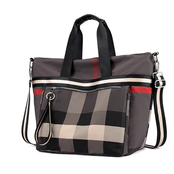 

High Quality Nylon Waterproof Handbag Fashion Striped Shoulder Bag Large Capacity Crossbody Bag Travel Storage Bag Luggage Bag