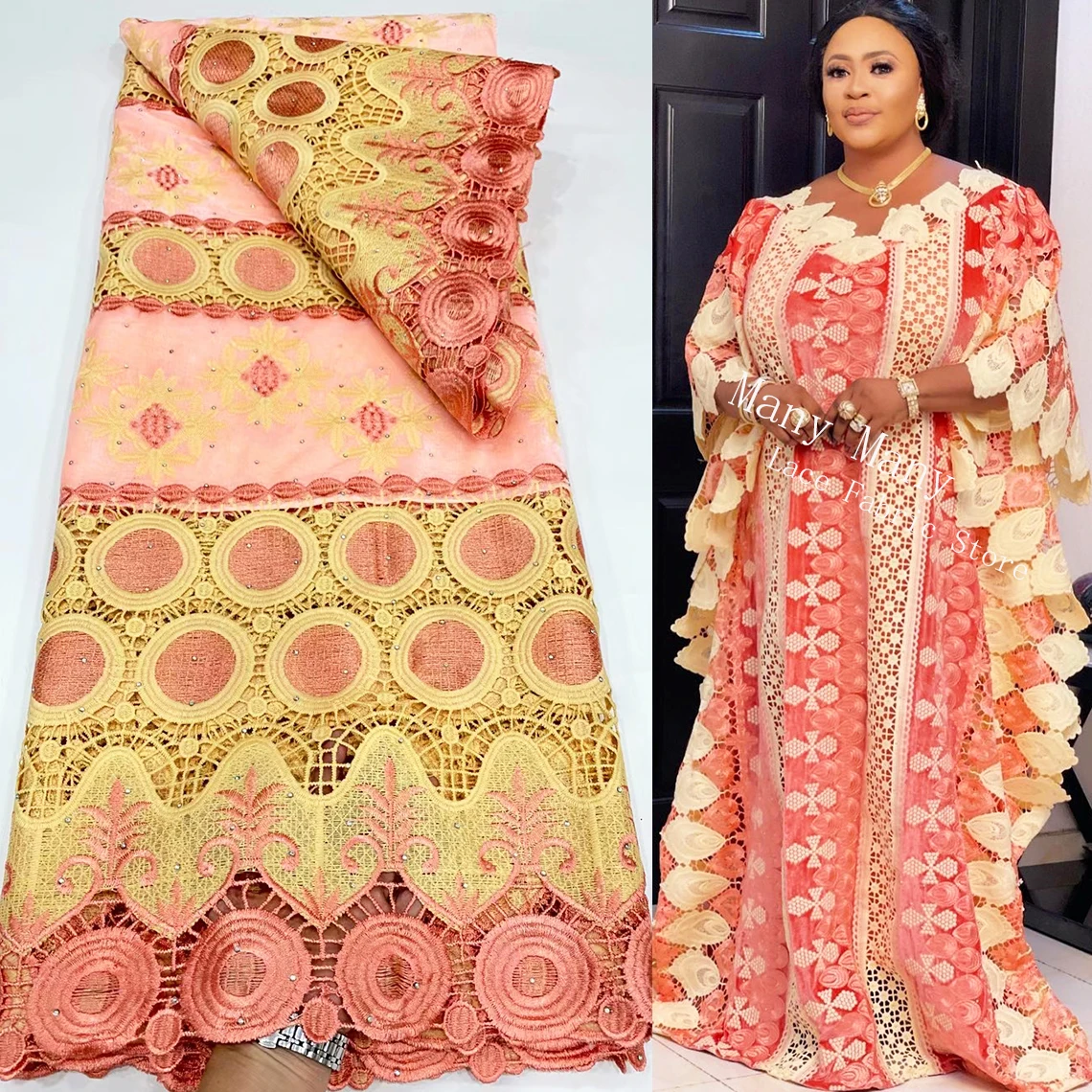 

Peach Velvet Lace With Stones High Quality Dry Lace Cotton Cord Fabrics Senegal Ankara Wedding Bride Gown Laces Velvet Material