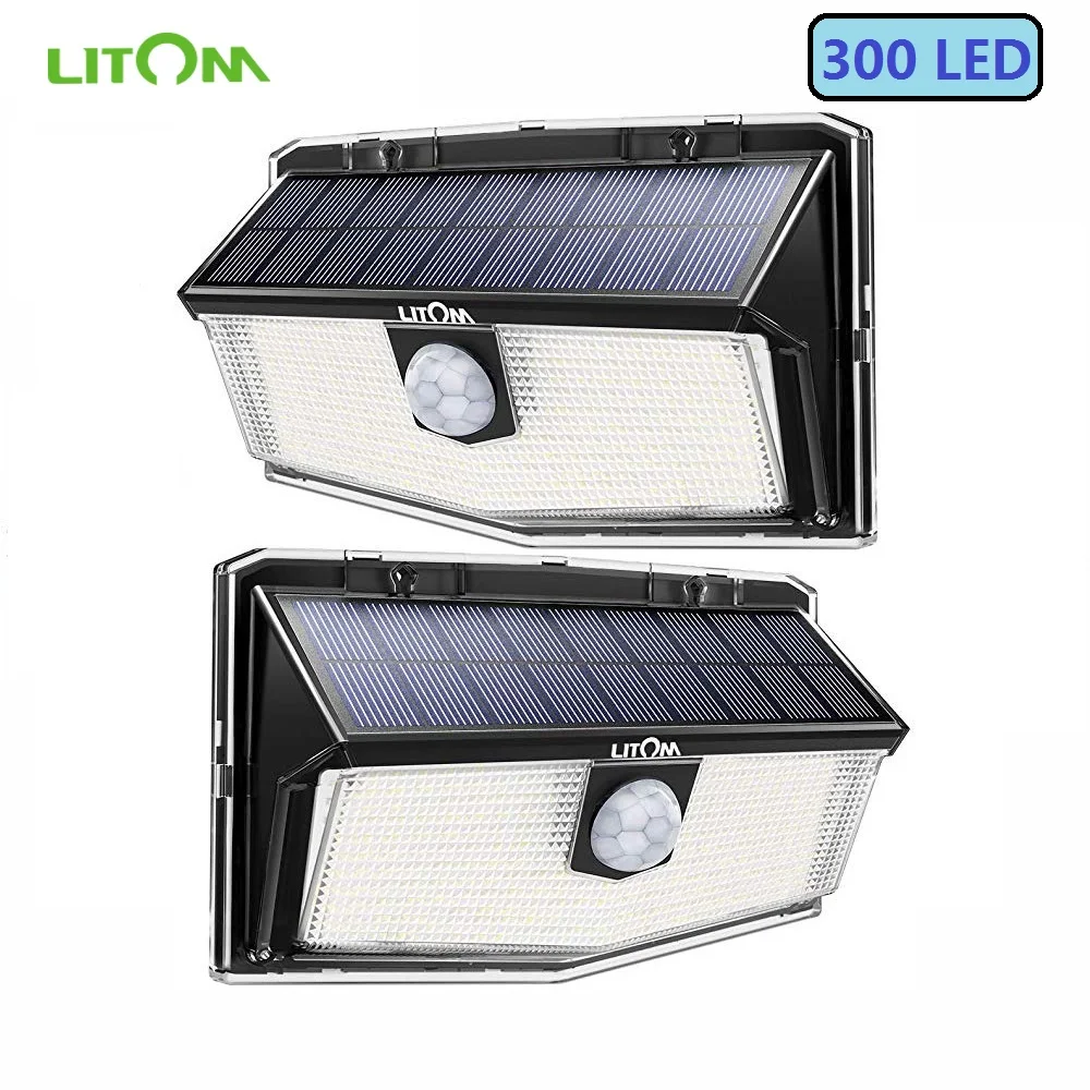 2er LITOM 300 LED Solarleuchte Außenleuchte Gartenlampe Wandlampe Wandleuchte 