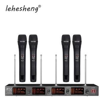 

Karaoke Vocal Microphone Wireless 4 Channels Microphone Professional Mic For Speech Wedding Party Shows U-410 Stage Performance
