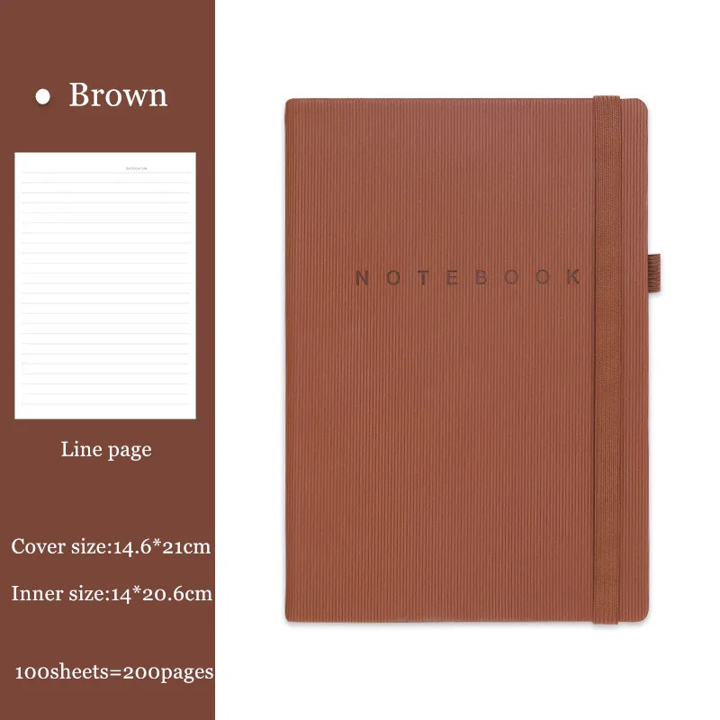 brown-line Bullet Journal A5 Agenda Grid пустая линия блокнот портативный Блокнот Дневник для рисования планировщик Органайзер школьные принадлежности канцелярские принадлежности подарок - Цвет: brown-line