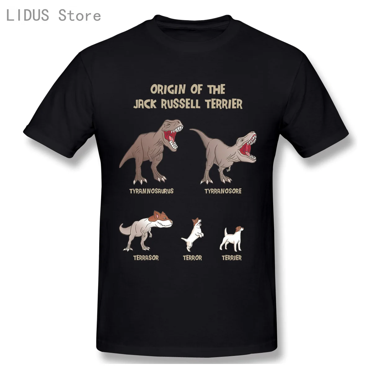 LIDUS Origin Of The Jack Russell Terrier Evolution History Meme Shirt Short Sleeved Tshirt Fashion Cotton T-shirt Tee Shirts