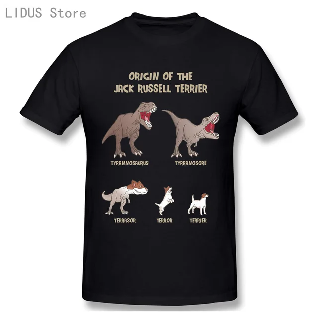 LIDUS Origin Of The Jack Russell Terrier Evolution History Meme Shirt Short Sleeved Tshirt Fashion Cotton T-shirt Tee Shirts black
