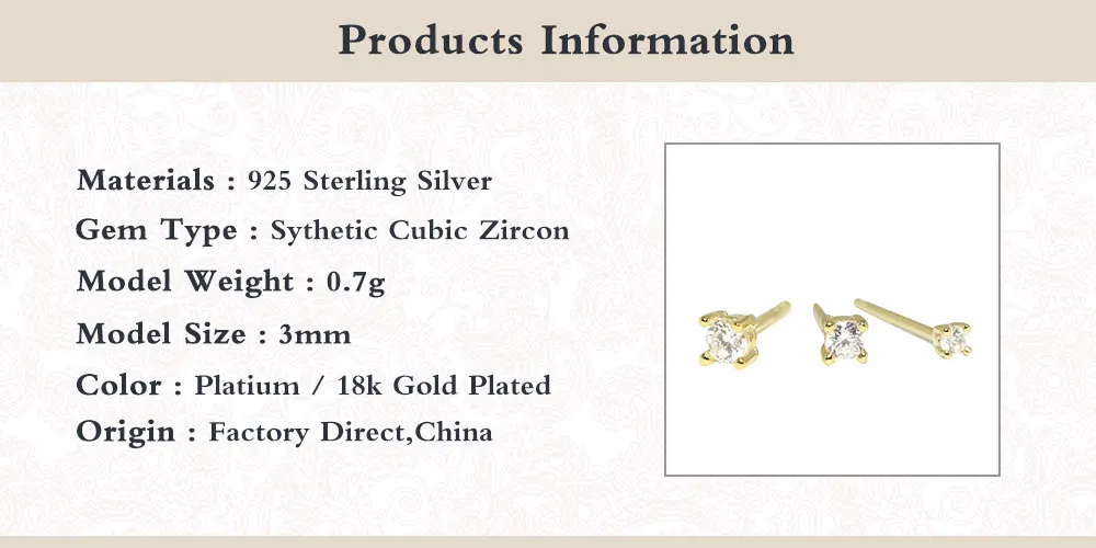 CANNER 2/2.5/3mm 1 Set Real 925 Sterling Silver Small Cute Stud Earrings For Women Piercing Earring Jewelry Pendientes Plata 925
