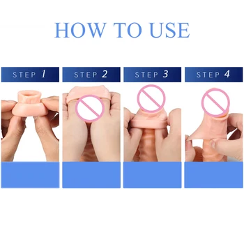 2pcs Protect Foreskin Ring Penis Extender Sleeve Condom Cock Ring Prostate Massage Male Chastity Intimate Goods Sex Toys For Men 5