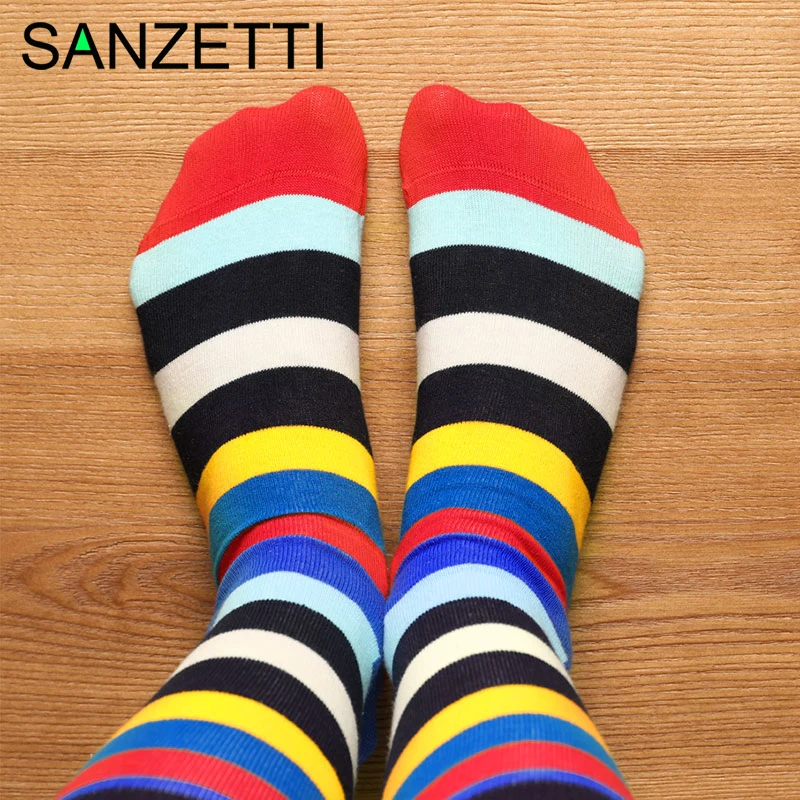 SANZETTI новые высококачественные мужские цветные хлопковые носки 1 пара