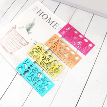 Пачка 4 цвета из нержавеющей стали Закладка Oppssed шаблон для рисования милый Kawaii креативный полый металлический Линейка H0383