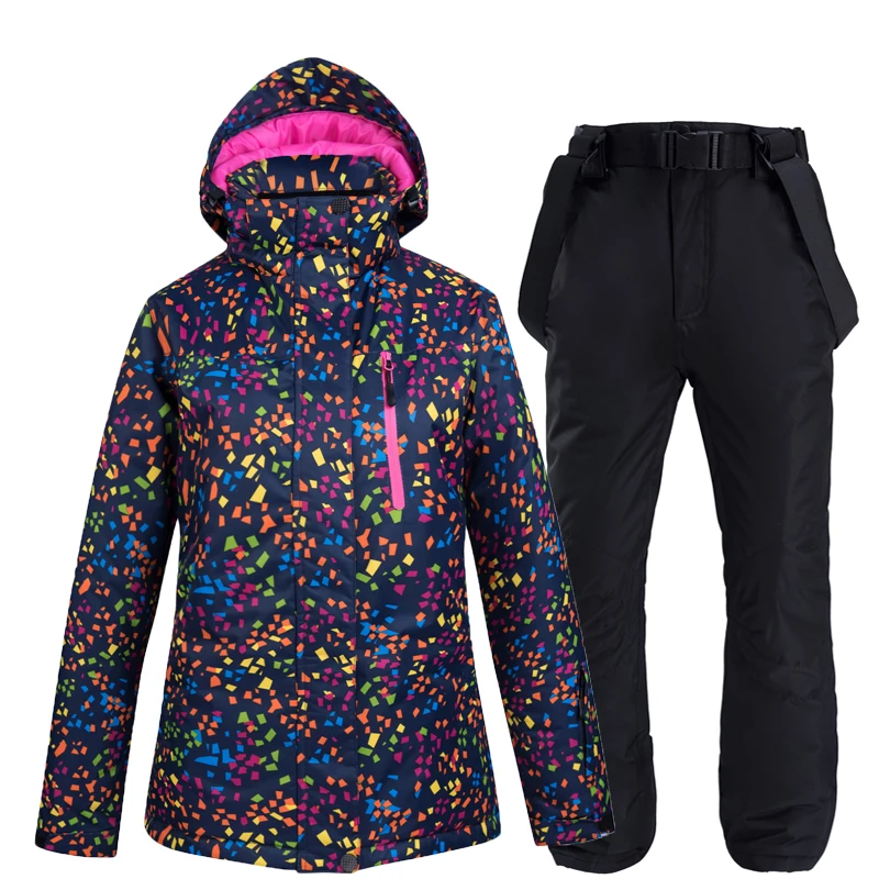 Зимний женский лыжный костюм, Женская Высококачественная лыжная куртка+ штаны, теплые водонепроницаемые ветрозащитные лыжные костюмы для сноубординга, бренды