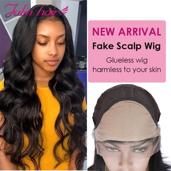 

Ali Julia Hair 10"-26" Fake Scalp Lace Wig Brazilian Body Wave Human Hair Glueless Wigs Remy Hair 150% Density Deep Part